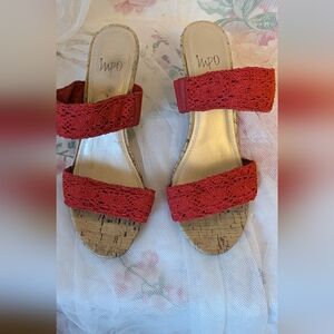 Impo Red Lace Strap Sandals